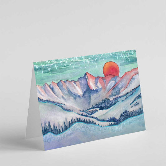 Gore Range in Colorado Watercolor Greeting Card