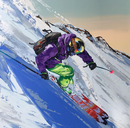 Extreme Skiers Art on Acrylic