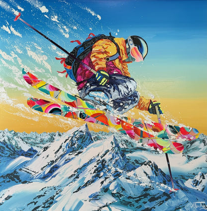 Extreme Skiers Art on Acrylic