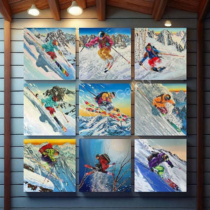 Extreme Skiers Art on Acrylic