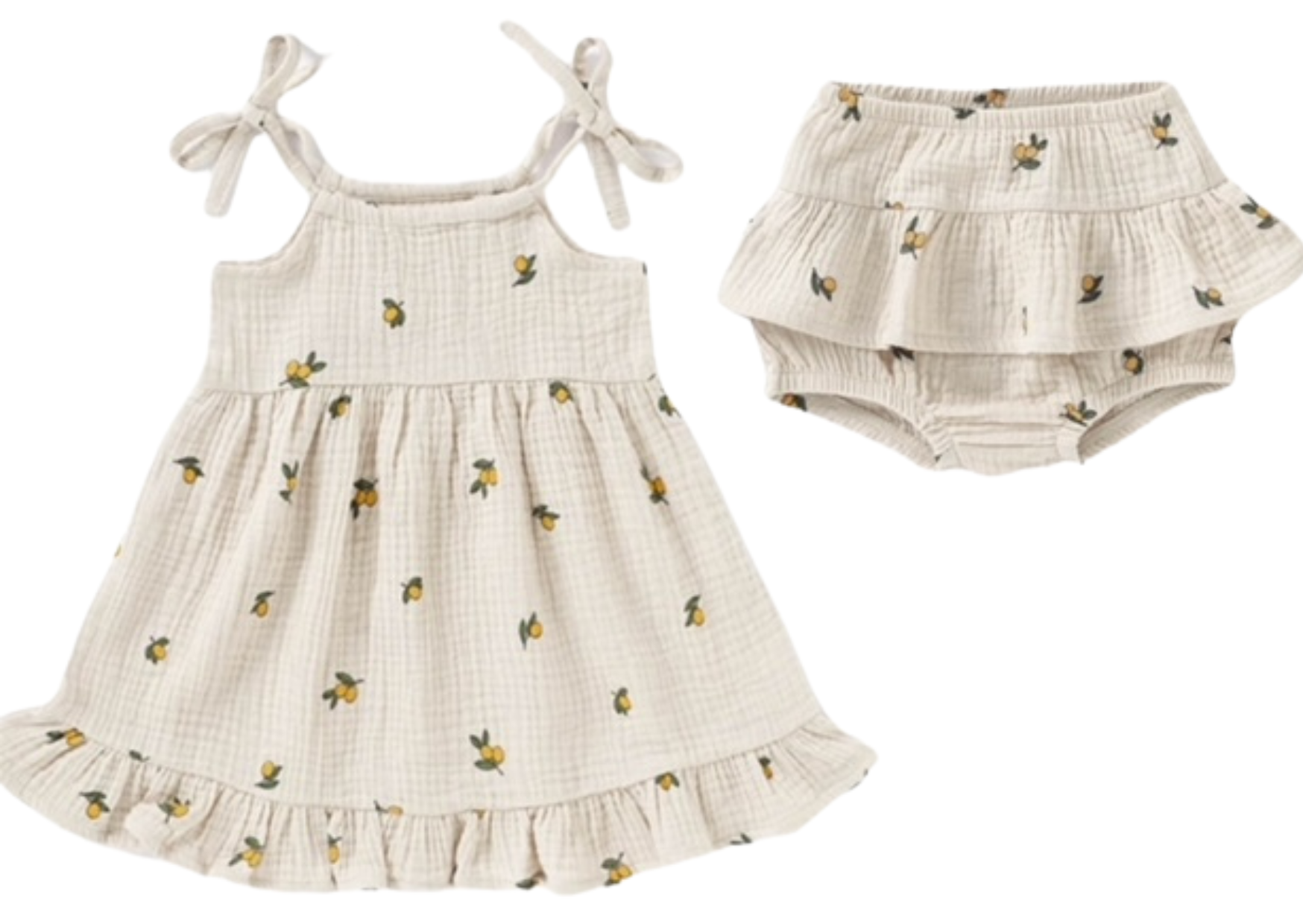 Summer lemon set dress with bloomers for baby