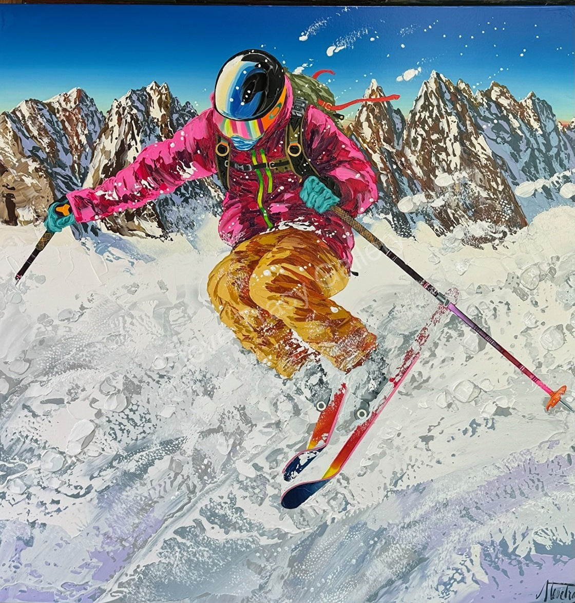 Extreme Skiers Art on Acrylic