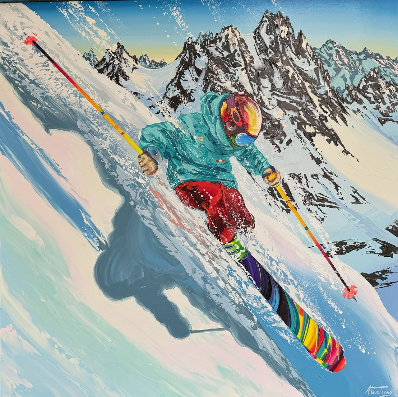 Extreme Skiers Art on Acrylic